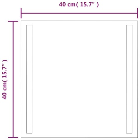 VidaXL Lustro łazienkowe z LED, 40x40 cm