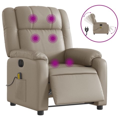 VidaXL Rozkładany fotel masujący, elektryczny, cappuccino, ekoskóra