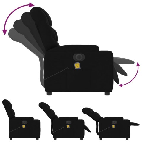 VidaXL Rozkładany fotel masujący, elektryczny, czarny, tkanina
