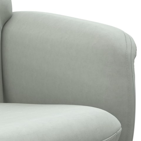 VidaXL Rozkładany fotel z podnóżkiem, jasnoszary, obity aksamitem