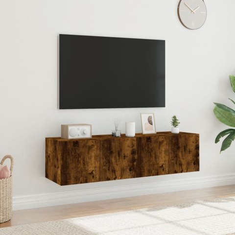 VidaXL Ścienne szafki TV z LED, 2 szt., przydymiony dąb, 60x35x31 cm