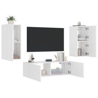 VidaXL 3-cz. zestaw mebli TV z oświetleniem LED, biały