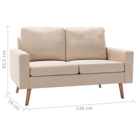 VidaXL 2-osobowa sofa, kremowa, tapicerowana tkaniną