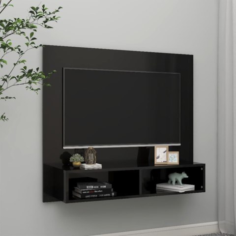 VidaXL Wisząca szafka pod TV, czarna, wysoki połysk, 102x23,5x90 cm