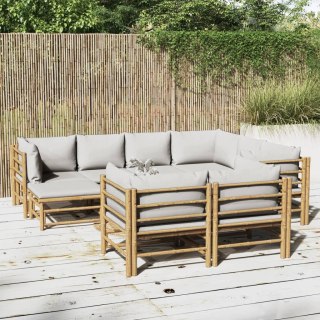 VidaXL 10-cz. zestaw mebli do ogrodu, jasnoszare poduszki, bambus