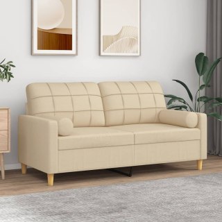 VidaXL 2-osobowa sofa z poduszkami, kremowa, 140 cm, tkanina