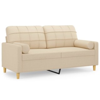 VidaXL 2-osobowa sofa z poduszkami, kremowa, 140 cm, tkanina