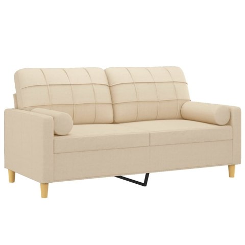 VidaXL 2-osobowa sofa z poduszkami, kremowa, 140 cm, tkanina