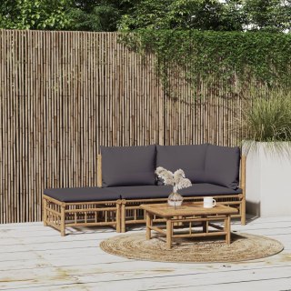 VidaXL 3-cz. zestaw mebli do ogrodu, ciemnoszare poduszki, bambus