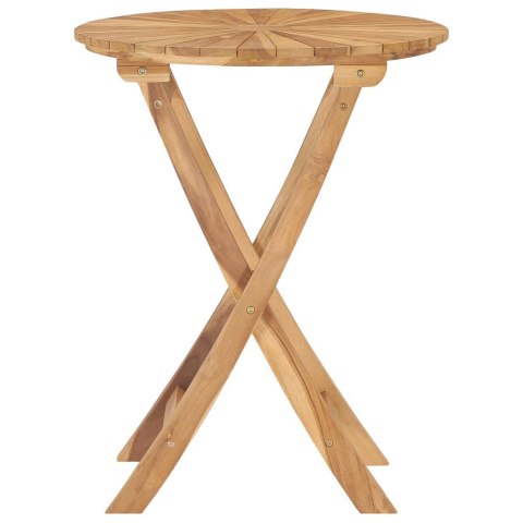VidaXL Składany stół ogrodowy, Ø 60 cm, lite drewno tekowe