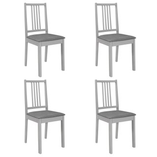 VidaXL Krzesła z poduszkami, 4 szt., szare, lite drewno