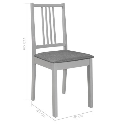 VidaXL Krzesła z poduszkami, 4 szt., szare, lite drewno