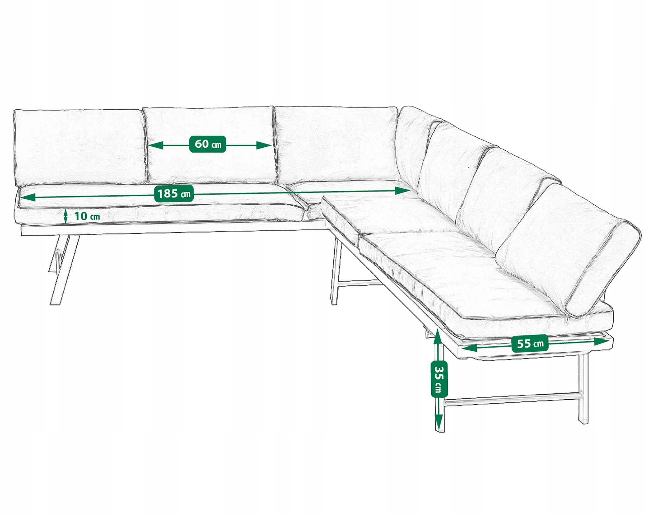 ZESTAW MEBLI OGRODOWYCH narożnik sofa stolik komplet NA OGRÓD TARAS leżanka Liczba elementów w zestawie 2